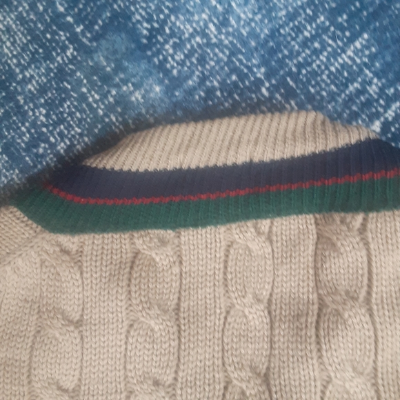 Gant The Rugger 100% Wool 1980s Cableknit Triple Stripe Cricket Sweater, MINT!!! - Picture 11 of 12